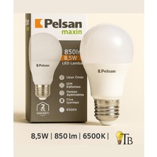 K2 Pelsan Maxin 8.5W LED Lamba – 6500K Beyaz Işık (E27 Duy)