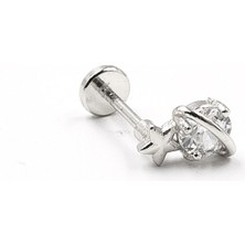 Sose Moda Galaksi Tasarımlı Zirkon Tragus Piercing – Gümüş | Anti Alerjik, Rengi Solmaz