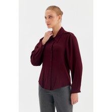 Nish&Chic Asimetrik Oturtmalı Krep Gömlek