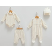 Caramell %100 Pamuk My Baby 4'lü Set 56-62 cm 1-3 Ay Ekru CRML.EKR.ZK1291