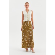 Nish&Chic Taş Baskı Saten Maxi Etek