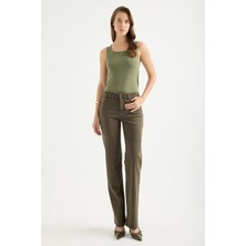 Masha Kate Orta Bel Düz Kesim Pantolon