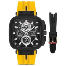 Platin Pierre HDS-PL-1038GD-ZR2 Silikon Kordon Fonksiyonları Aktif Kare Erkek Kol Saati