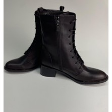 Lucciola Kadın Hakiki Deri Bağcıklı ve Fermuarlı  Kahverengi Bot