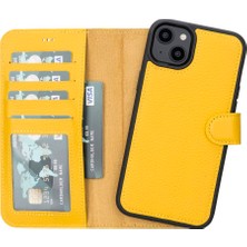 Bouletta Apple iPhone 14 Plus Uyumlu Deri Cüzdanlı Kılıf Mwwn FL12 Sarı