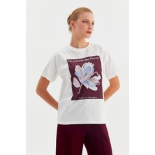 Nish&Chic Taşlı Çiçek Desenli Tişört