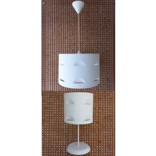 Onay Avize Beyaz Kumaş M-0381 Kaplama 2.li Set Yatak Odası Genç ve Çocuk Odası Avize ve Abajur Seti