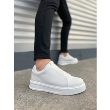 Joy Ayakkabı JY007 Alba Bağcıksız Cilt Erkek Günlük Sneaker Ayakkabı Cbt Beyaz
