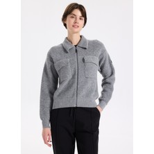 Discovery Expedition D5WL-HRK3559 Antrasit Standart Düz Kadın Hırka