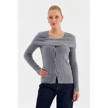 Nish&Chic Madonna Yaka Düğmeli Hırka