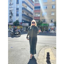 Zengezur Mall Mtxdpn Siyah Çizgi Desenli Elbiseli Hırka Triko Takım Haki (beden: Standart)