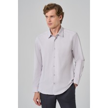 Morven  Erkek Gri Slim Fit Sert Yaka Gömlek