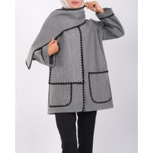 Önü Düğmeli Atkılı Cepli Ceket  -Gri