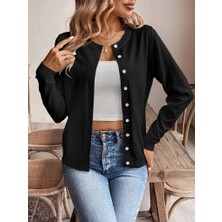 Kadın Uzun Kollu Önden Düğmeli Triko Ceket