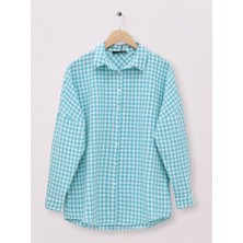 Boydan Düğmeli Gofre Gömlek -Mint