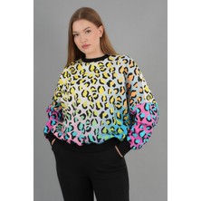 Kadın Leopar Desenli Sweatshirt