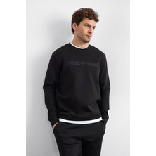 Back & Bond Siyah Regular Fit Bisiklet Yaka Sweatshirt