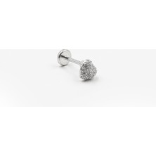 Sose Moda Kalp Figürlü Zirkon Taşlı Tragus Piercing – Gümüş | Hipoalerjenik, Parlaklığını Korur