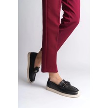 Joy Ayakkabı Lızy Bağcıksız Ortopedik Rahat Taban Çiçek Desenli Kadın Babet Ayakkabı  Ckt - Siyah