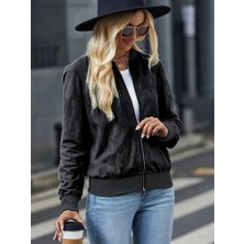 Artsviva Kadın Uzun Kollu Önden Fermuarlı Süet Ceket