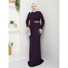 Modaviki Puantiyeli Masal Abiye Mor ESM14