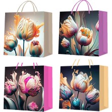 Ttt Küçük Boy Lale Desenli Karton Hediye Çantası