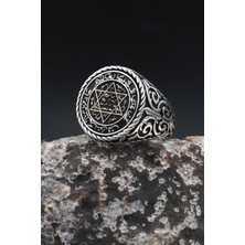 Prestige 925 Ayar Gümüş Yüzük Hz. Süleyman Mührü 902358