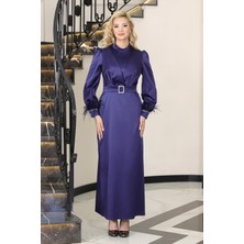 Modaviki Lara Saten Abiye Elbise Mor ELB78