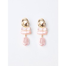 Jimmy Key Pembe Asimetrik Figürlü Sallanan Küpe