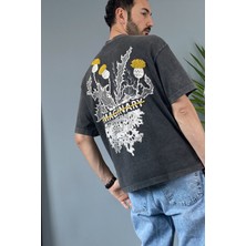 Alışveriş Sokağı Bisiklet Yaka Imaginary Yıkamalı Oversize Antrasit Tişört