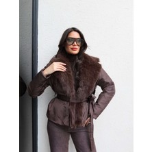 Esra Helvacı Yaka Suni Kürk Bağlamalı Mont