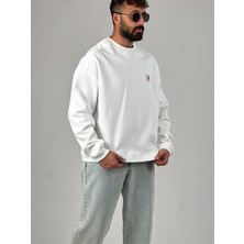 Cocopelli Ekru Tasarım Etnik Erkek Sweatshirt