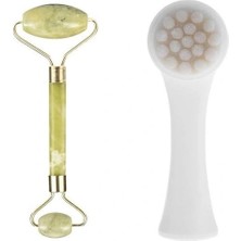 Venüs Shopping 2li Set Çift Taraflı Cilt Temizleme Fırçası ve Yeşim Taşı Çift Taraflı Cilt Masaj Aleti