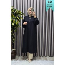 Elmas Tesettür Kadın Tesettür Giyim Büyük Beden Fermuarlı Jumbo Uzun Tunik