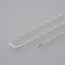 Silvalli 50 Mikron Naturel Kare Kral Gümüş Zincir