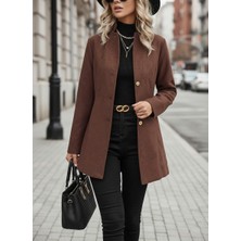 Barbora Şık Tasarım Yaka Kaşe Kahverengi Kaban