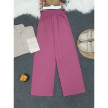 Beli Kalın Lastikli Salaş Ayrobin Pantolon  -Vişne