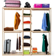 Doğa Design Doğal Ahşap Açık Elbise Dolabı