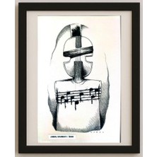 Karikatural Jamal Rahmati 26X17CM Orijinal Karikatür Tablo