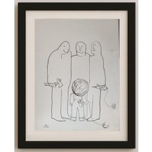 Karikatural Soudabeh Memarzadeh 43X30CM Orijinal Karikatür Tablo