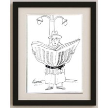 Karikatural Mohammad Ali Baniasadi 29X21CM Orijinal Karikatür Tablo