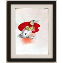 Karikatural Pari Mohammad Nabi 29X21CM Orijinal Karikatür Tablo