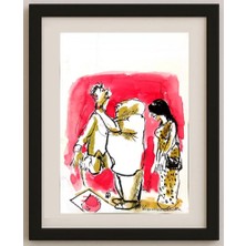 Karikatural Vasantha Hosabettu 22X16CM Orijinal Karikatür Tablo