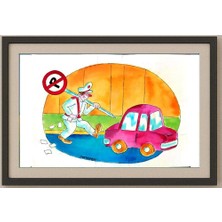 Karikatural Morteza Azarkheil 29X21CM Orijinal Karikatür Tablo