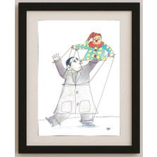 Karikatural Masoud Ziaei Zardkhashoei 29X21CM Orijinal Karikatür Tablo