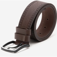 Dericlub Hakiki Deri 4.5 cm Erkek Dikişli Spor Kemer 520 Kahverengi