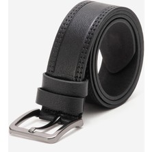 Dericlub Hakiki Deri 4.5 cm Erkek Dikişli Spor Kemer 520 Siyah