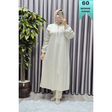 Elmas Tesettür Kadın Tesettür Giyim Büyük Beden Fermuarlı Jumbo Uzun Tunik