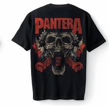 Bumeta Pantera Skull Kuru Kafa Heavy Metal Baskılı Oversize Unisex Tişört T-Shirt