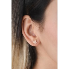 Sunshine 925 Ayar Gümüş , Gold Kaplama Pembe Taşlı Lotus Çiçeği Küpe